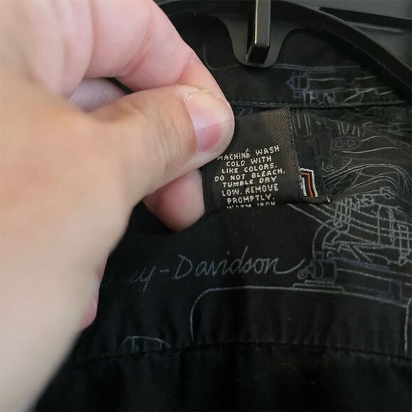 Harley-Davidson Men's M Black Graphic Print Button-Up Shirt - Picture 5 of 8